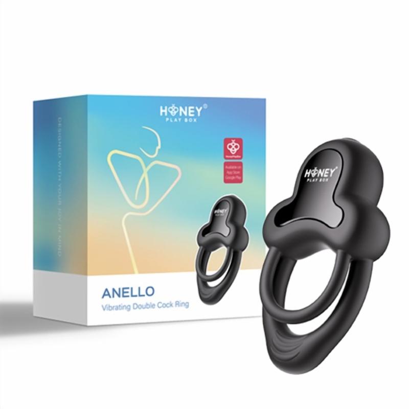 e35621 3 Honey Play Box Anello Vibrating Double Cock Ring Black – Bild 3