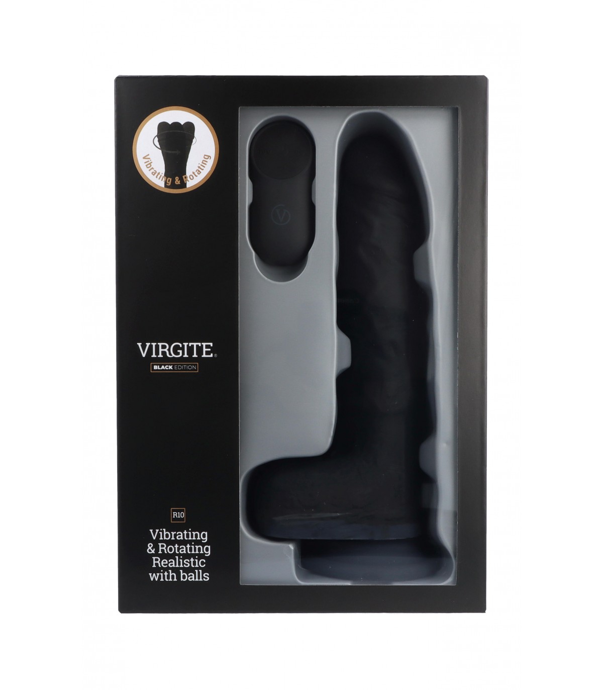 1 18 Virgite Realistischer Vibrator & Rotator R10 Schwarz 21 cm Mit Fernbedienung – Bild 3