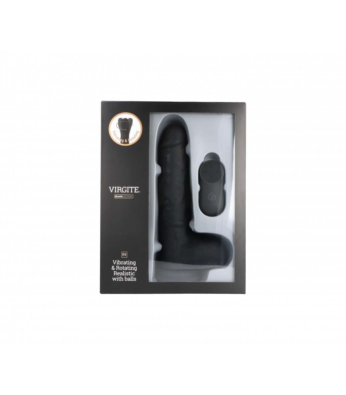 1 19 Virgite Realistischer Vibrator & Rotator R9 Schwarz 19 cm Mit Fernbedienung – Bild 4