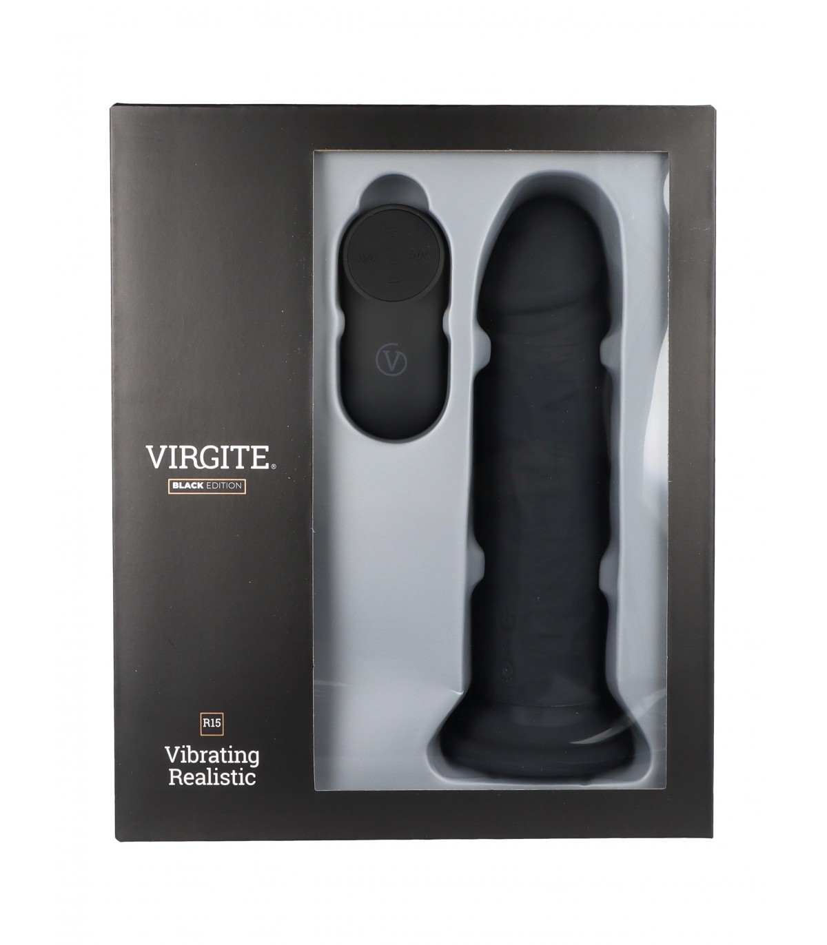 1 22 Virgite Realistischer Vibrator R15 Schwarz 16,5 cm Mit Fernbedienung – Bild 3