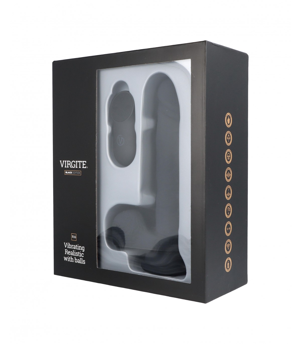 2 10 Virgite Realistischer Vibrator R16 Schwarz 16 cm Mit Fernbedienung – Bild 4