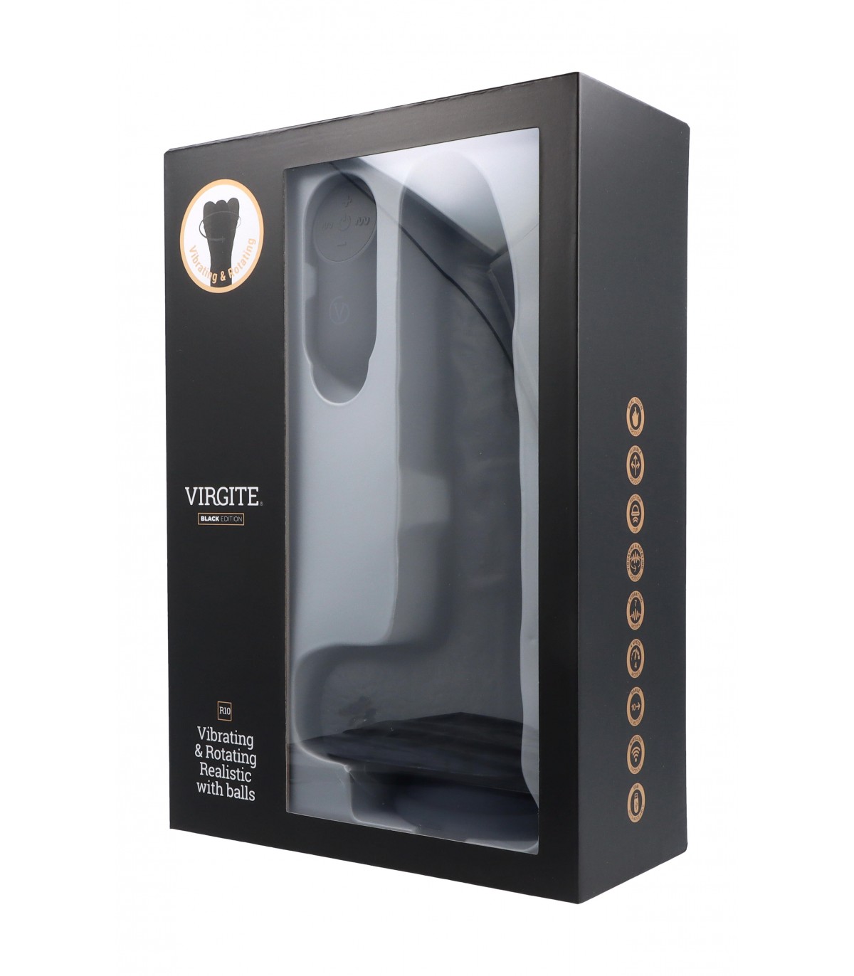 2 5 Virgite Realistischer Vibrator & Rotator R10 Schwarz 21 cm Mit Fernbedienung – Bild 4