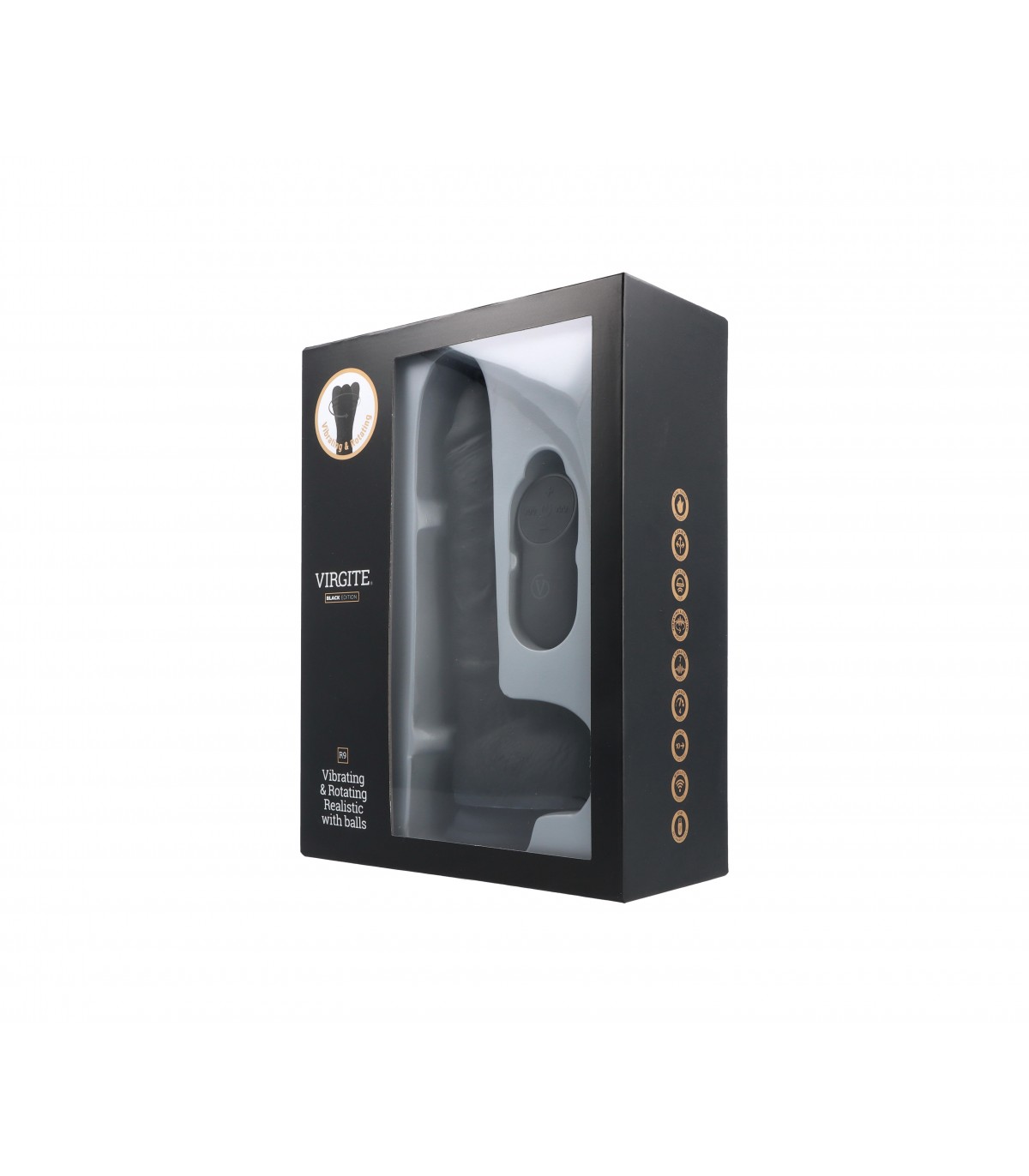 2 6 Virgite Realistischer Vibrator & Rotator R9 Schwarz 19 cm Mit Fernbedienung – Bild 5