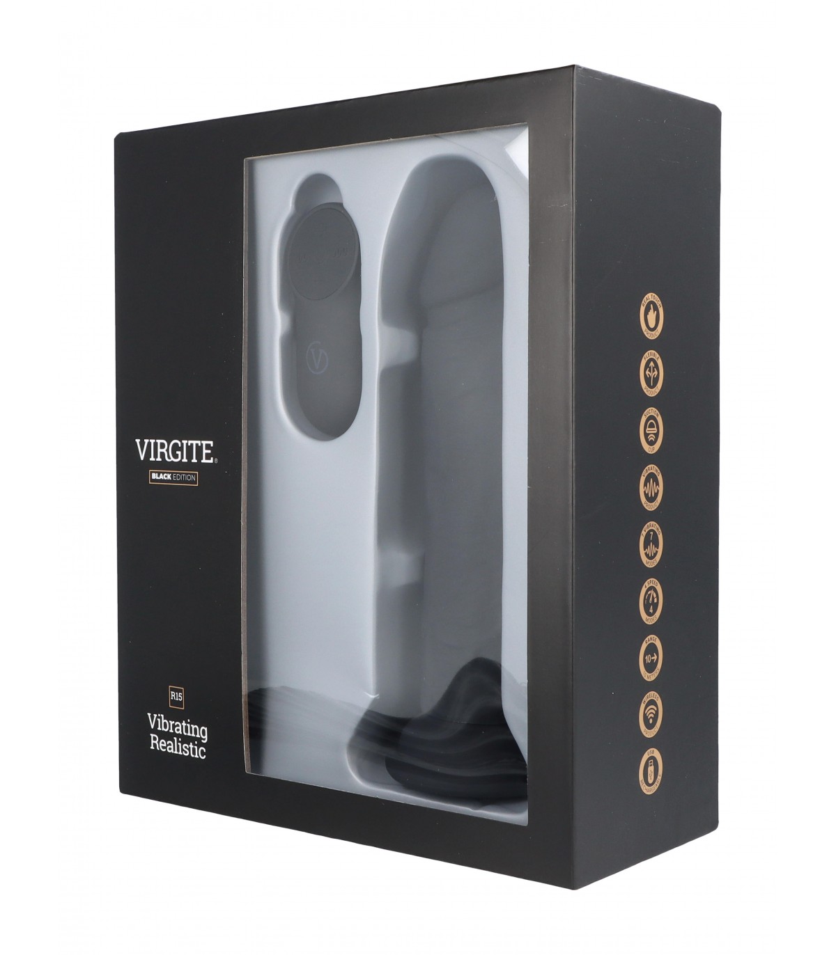 2 9 Virgite Realistischer Vibrator R15 Schwarz 16,5 cm Mit Fernbedienung – Bild 4