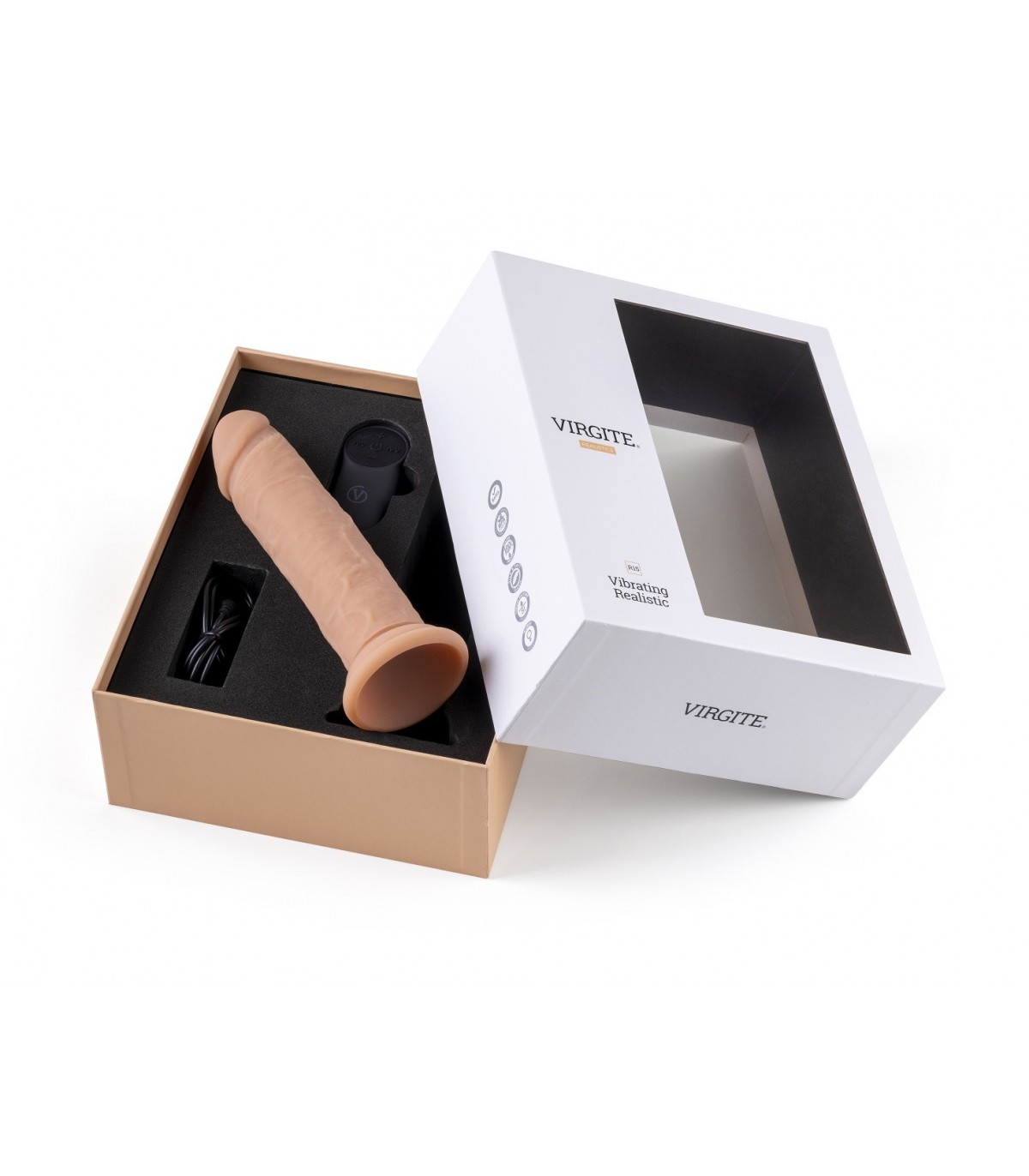 4 10 Virgite Realistischer Vibrator „R15“ Fleisch 16,5 cm Mit Fernbedienung – Bild 5