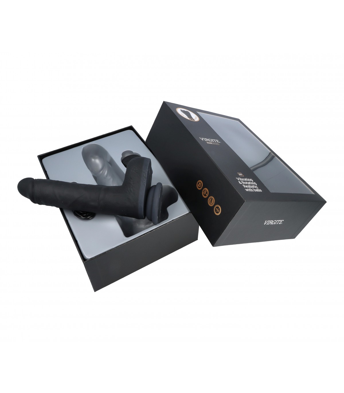 4 4 Virgite Realistischer Vibrator & Rotator R9 Schwarz 19 cm Mit Fernbedienung – Bild 3